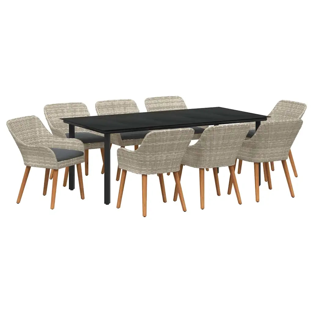 Set da Pranzo per Giardino 9 pcs Grigio chiaro polyrattan 3261718