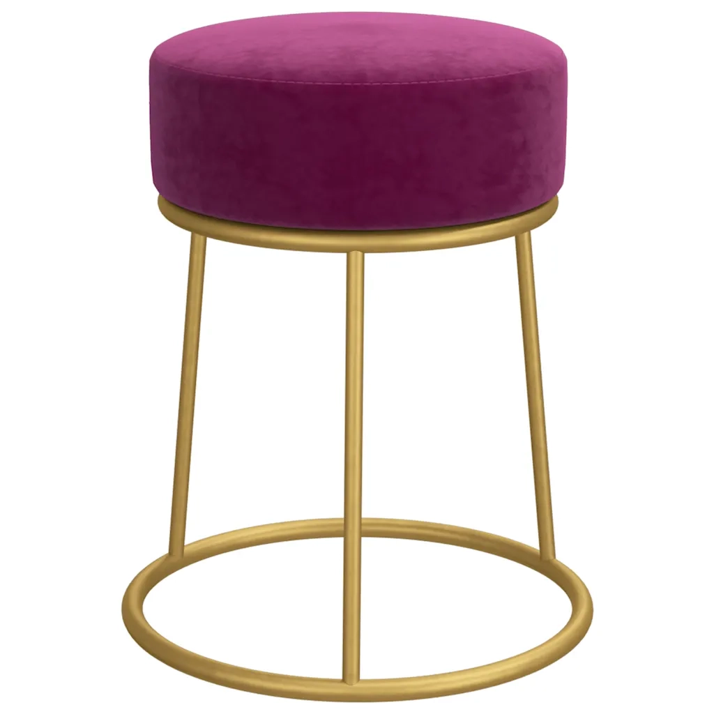 Sgabello Rotondo Viola in Velluto CFW5522578