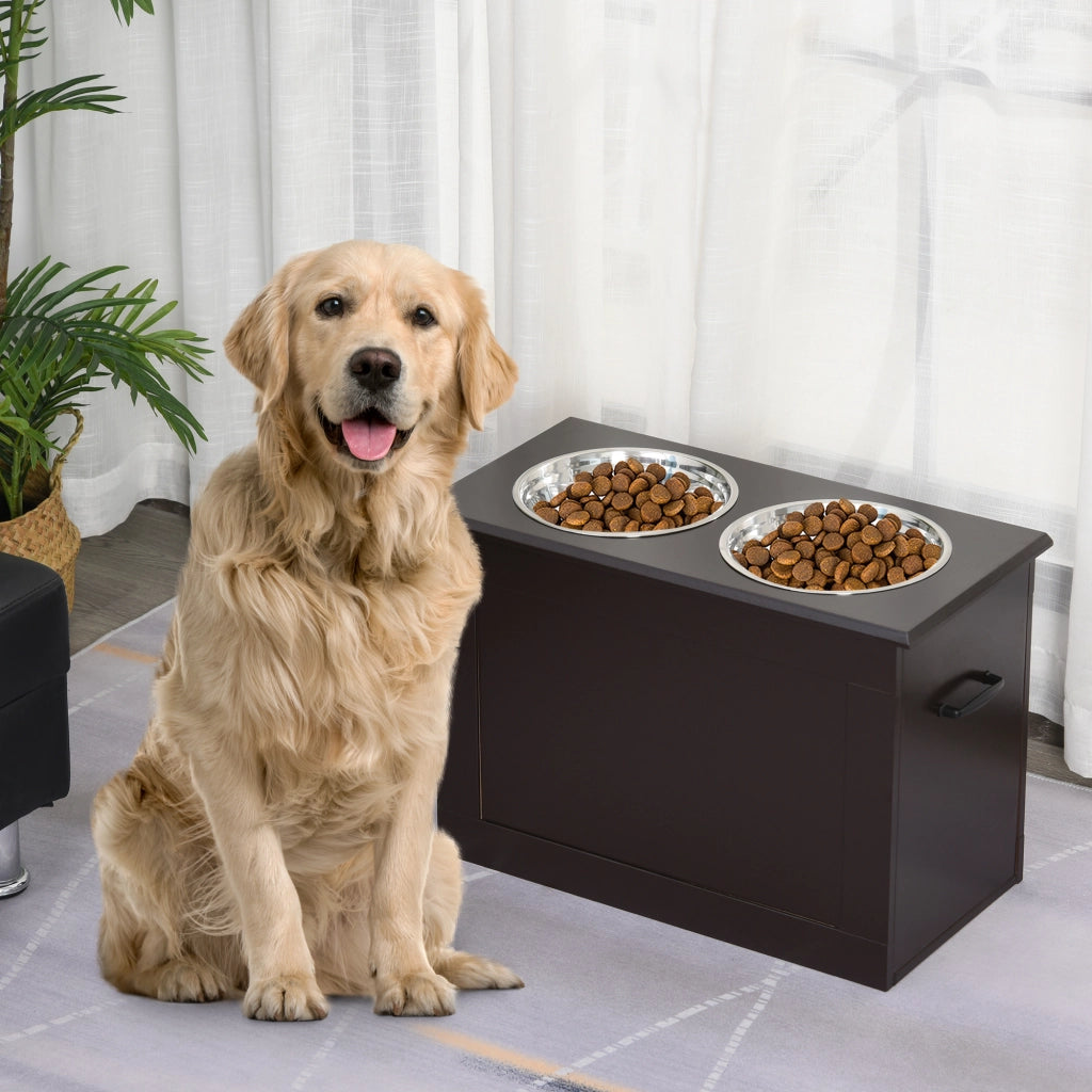 Ciotola per Cani e Gatti Sollevata ¨C Minimal ¨C Legno Chiaro 60x30x41 cm