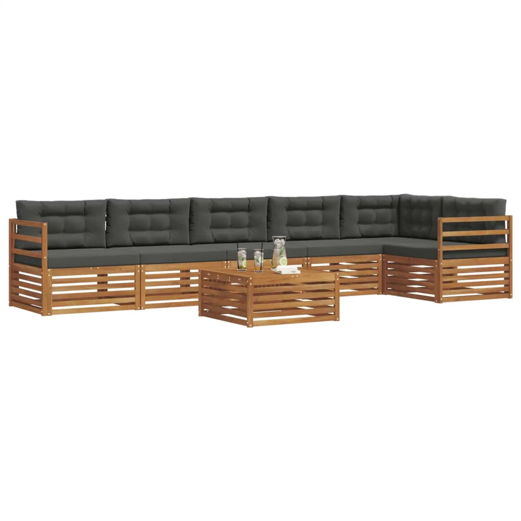 Set di divani da esterno con cuscino 7 pcs Naturale e Antracite 3373562