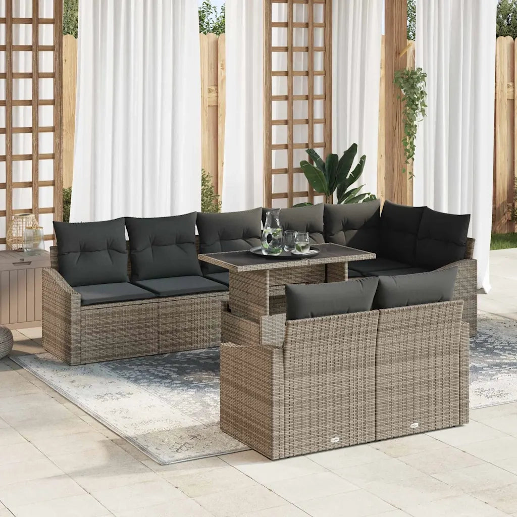 Set Divano da Giardino con cuscino 9 pcs Grigio polyrattan 3349025