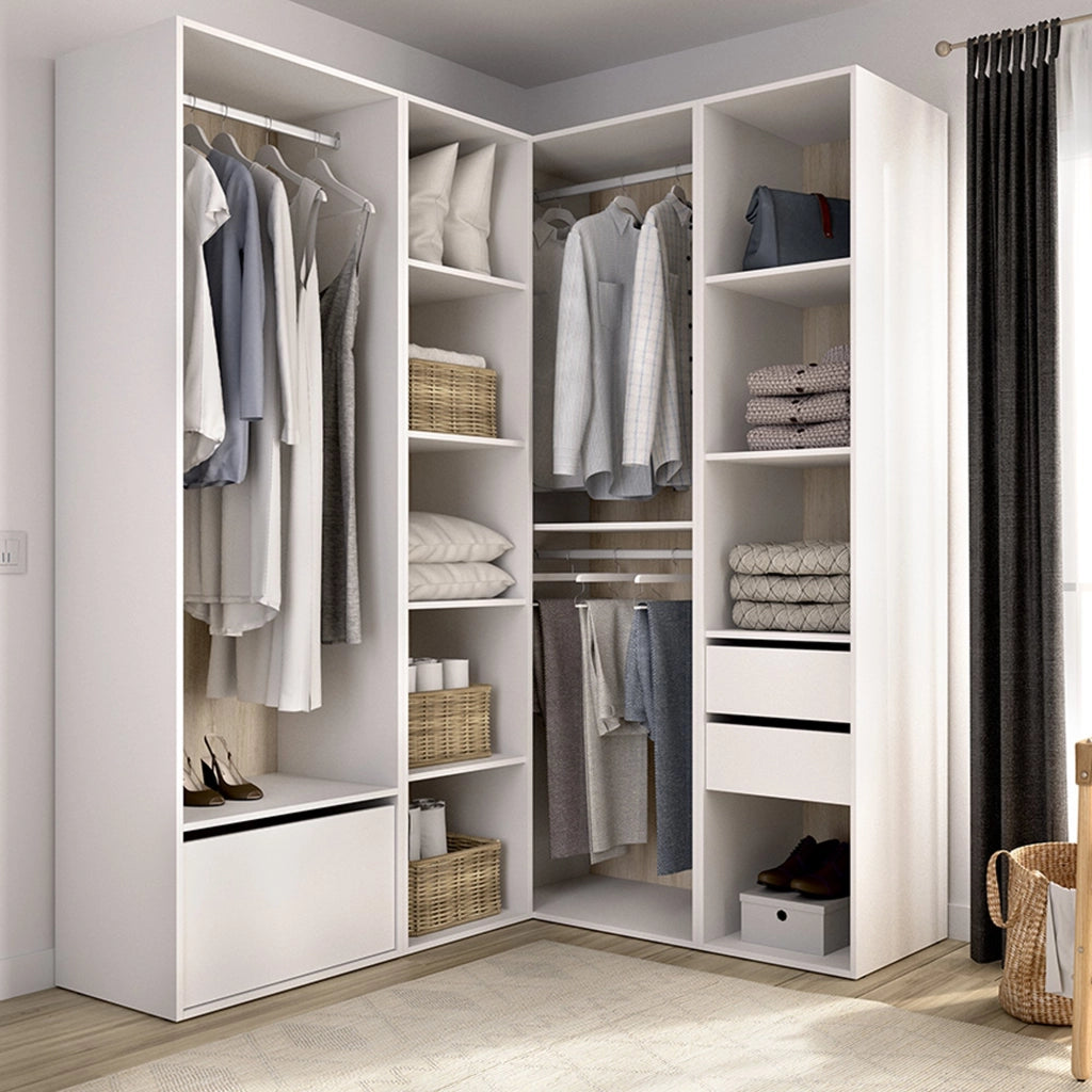 Armadio Camera da Letto Rawlinson, Guardaroba Grande Modulabile, 145x205h cm Bianco