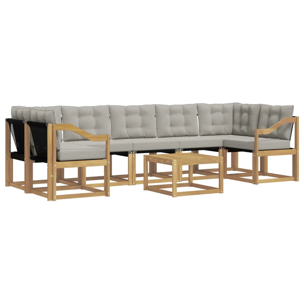 Set di divani da esterno 8 pz Bianco e Grigio Chiaro 3389317