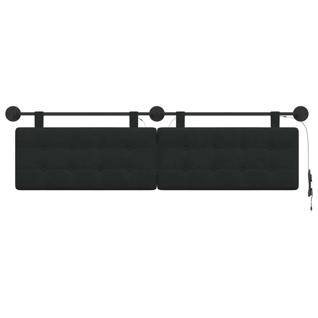Testiera sospesa Con luce LED Nero Tessuto 3424473