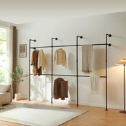 Stand Appendiabiti Kenävatka da Parete in Acciaio con Barra Porta Abiti 222x296x31 cm - Nero [en.casa]