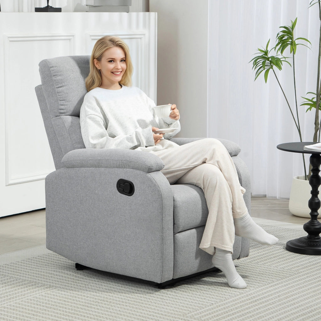 Poltrona Reclinabile Massaggiante in Tessuto Velluto con Poggiapiedi ¨C Minimal ¨C Grigio Scuro