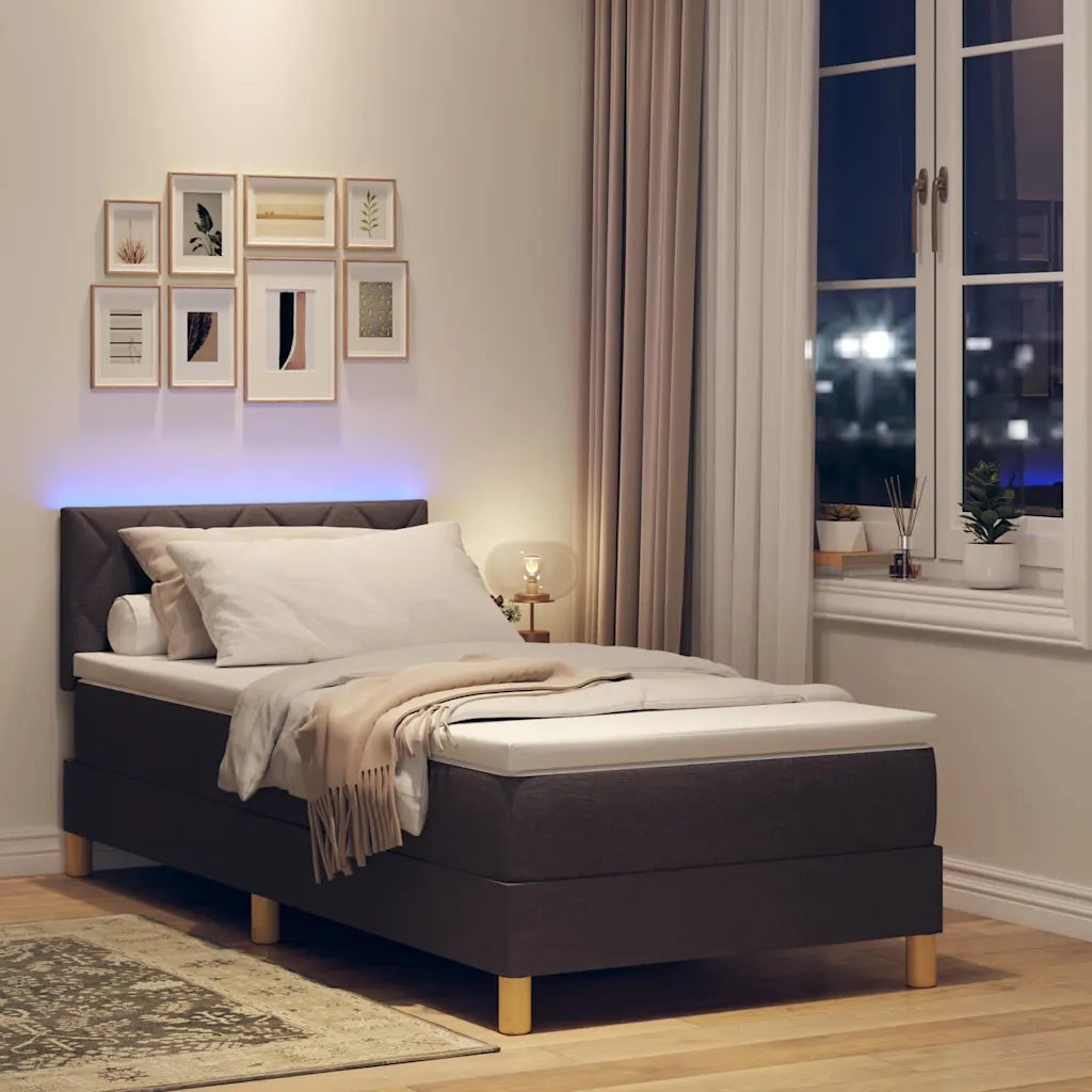 Letto a Sorgente LED Marrone Scuro 90 x 200 cm Tessuto 3342488