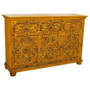 Credenza in legno artigianale gialla 147x45x96