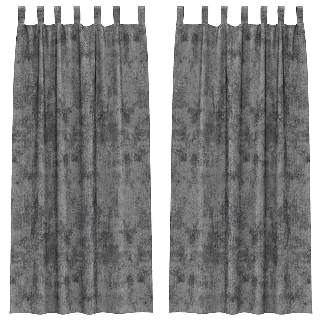 Tende in Velluto con tende 2 pcs Grigio 260 x 140 cm Velluto 4107727