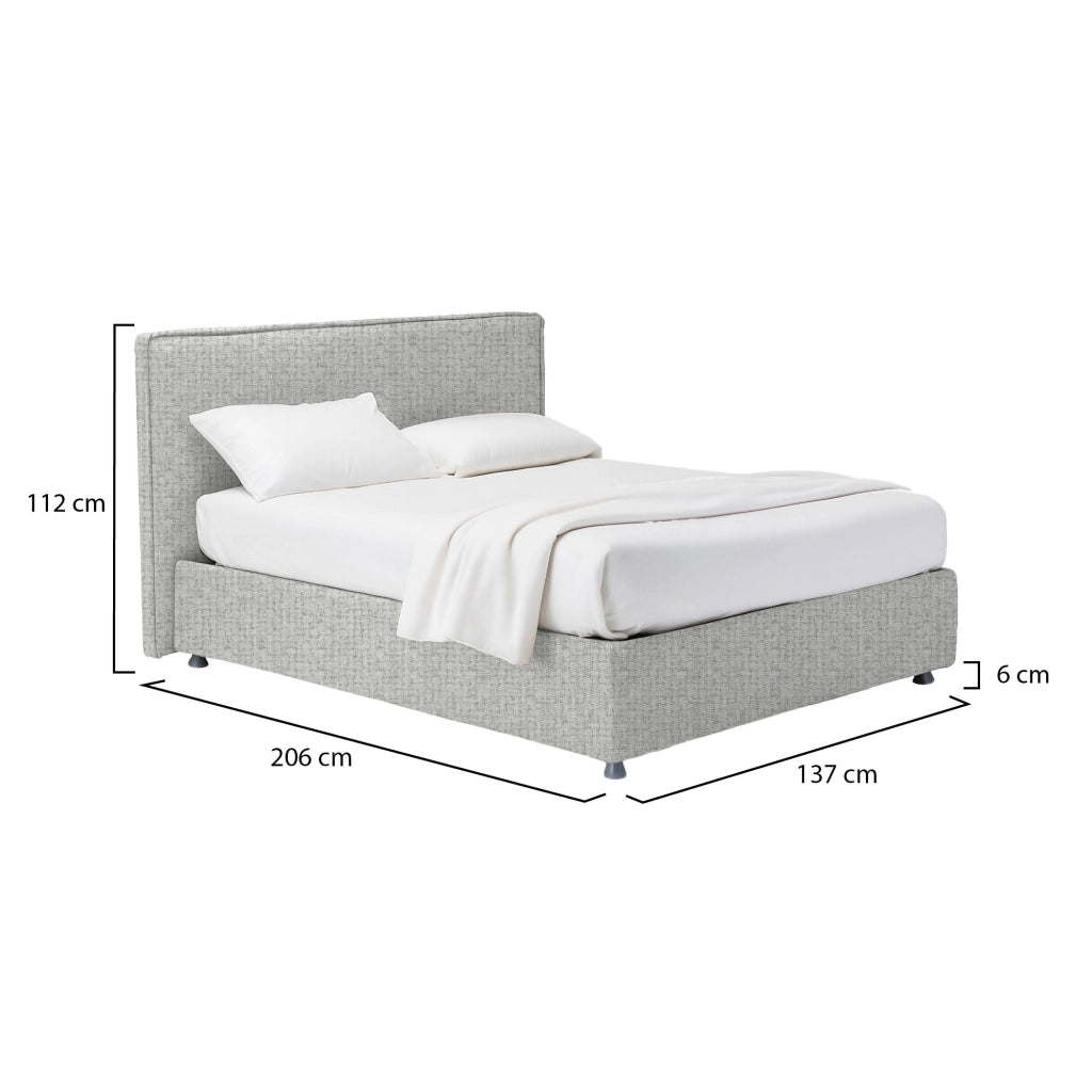 Gosport, Letto Piazza e Mezza Sfoderabile Made in Italy, Grigio Chiaro