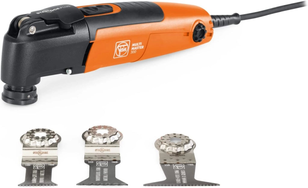 Multimaster MM 300 Plus Start, Utensile multifunzione con set accessori per taglio legno, metalli, cartongesso e plastica, Attacco portautensile StarlockPlus, Sistema serraggio rapido
