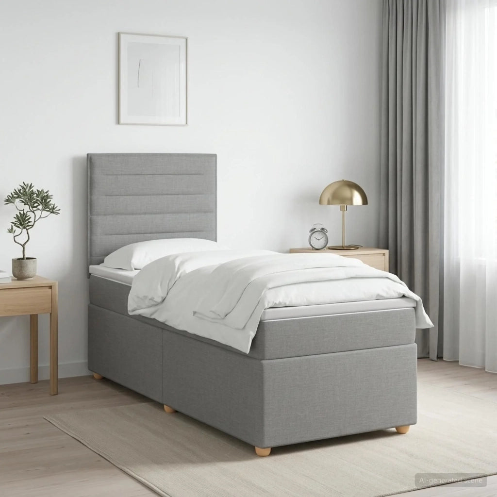 Letto box spring con materasso Grigio Chiaro 100 x 200 cm 3455273