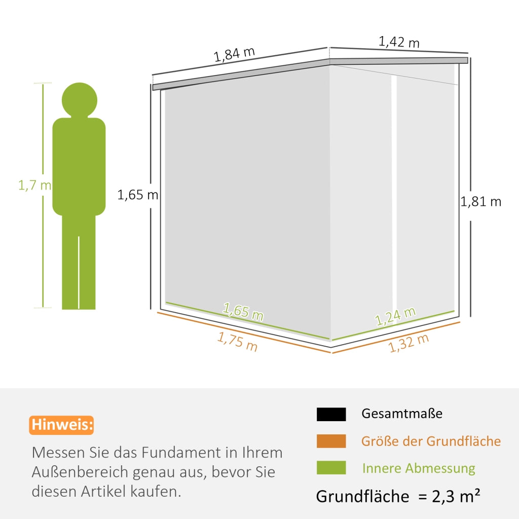 Casetta da Giardino in Metallo ¨C Xylo ¨C Acciaio Zincato Grigio 142x184x165 cm