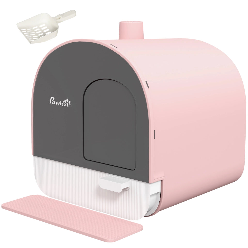 Lettiera per Gatti con Coperchio, Paletta e Tappetino ¨C Minimal ¨C Rosa/Nero