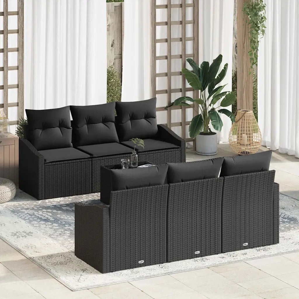 Set di divani con cuscino con cuscino 7 pcs Nero polyrattan 3346613