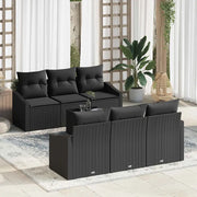 Set di divani con cuscino con cuscino 7 pcs Nero polyrattan 3346613