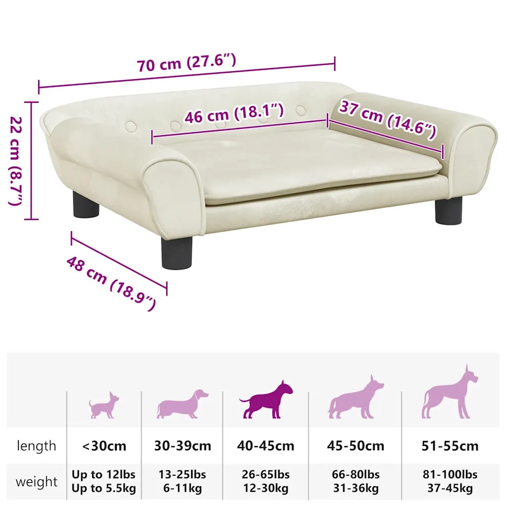 Lettino per Cani Crema 70x48x22 cm in Velluto CFW8479214