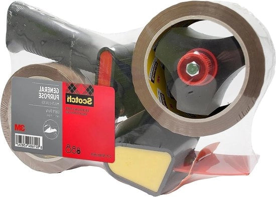 Dispensatore con impugnatura a pistola - nastro per uso generico - silenzioso - marrone - 50 mm x 66 m - 1 dispensatore + 2 rotoli per confezione