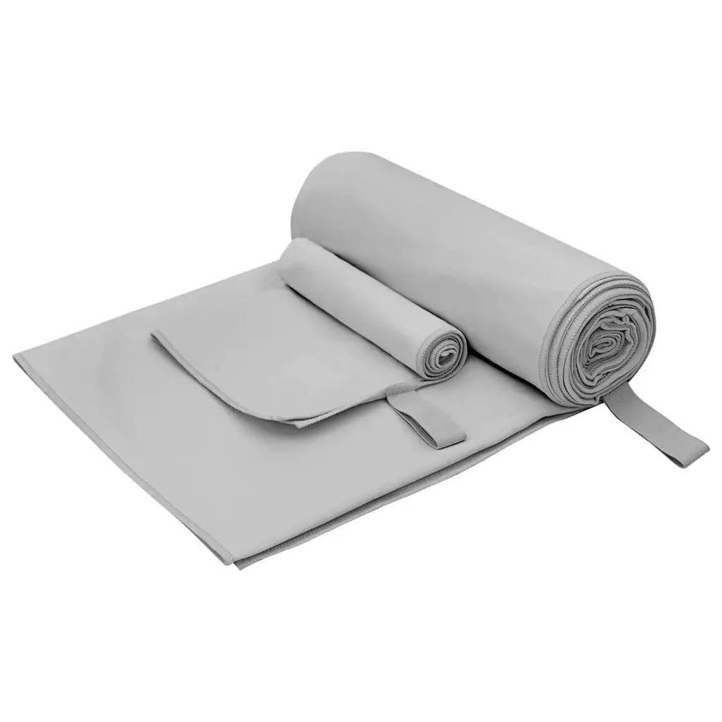 Set di Asciugamani Sportivi 2 pcs Grigio Tessuto 42011494