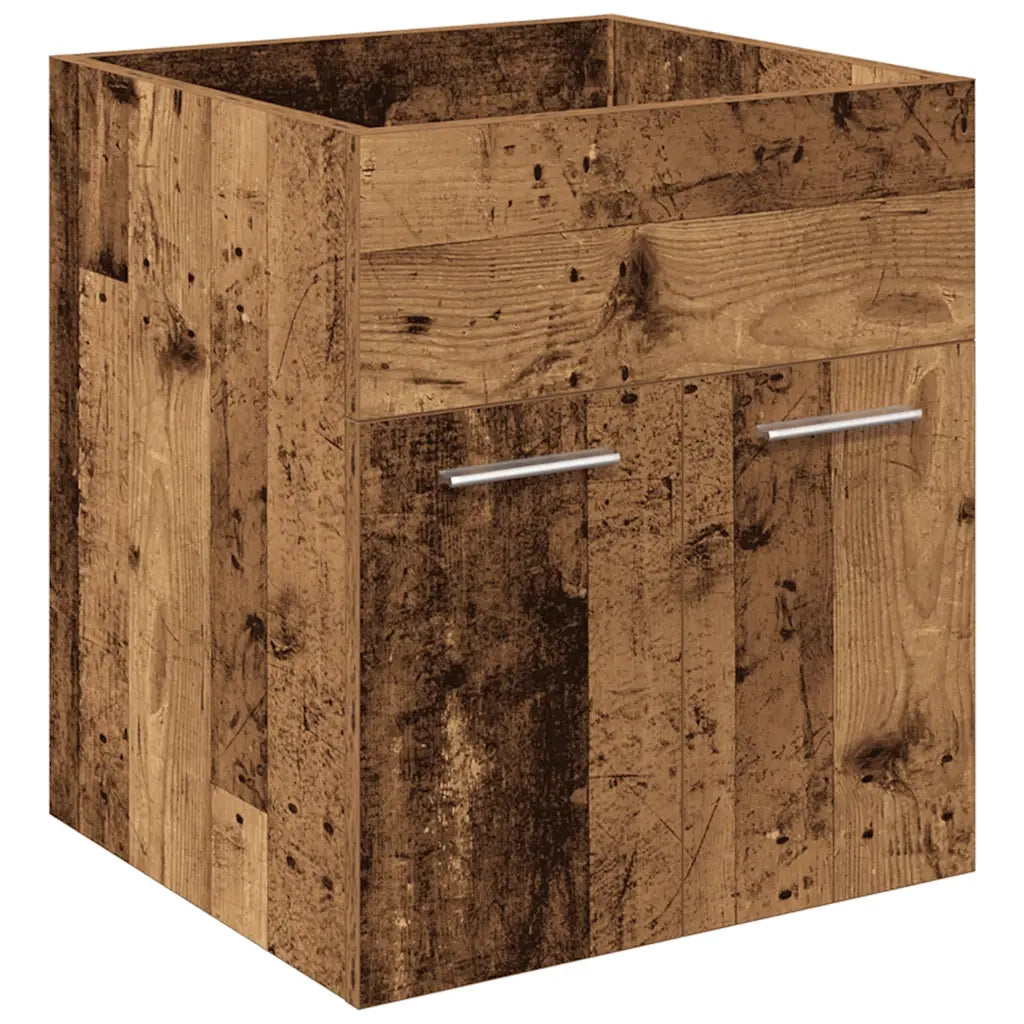 Mobile da Bagno con Lavabo Integrato e Rubinetto Legno Antico 3328905