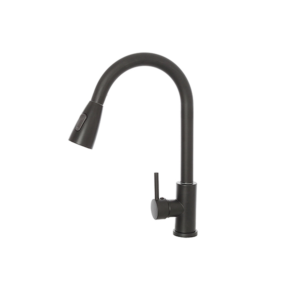 MISCELATORE RUBINETTO LAVELLO CUCINA ACCIAIO NERO OPACO + DOCCETTA ESTRAIBILE "KITCHEN" FERIDRAS