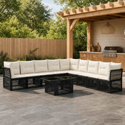 Set Divano da Giardino 10 pz Nero polyrattan 3436480