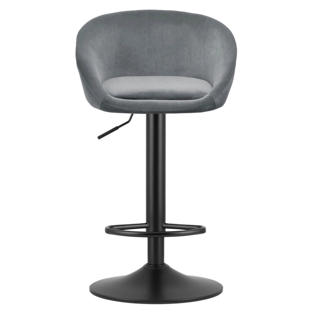 Set di 2 sgabelli bar East in velluto grigio e metallo nero