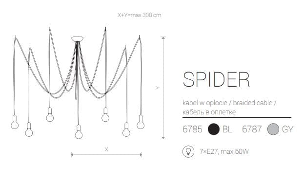 Lampadario a sospensione Nowodvorski Spider nero 7xE27