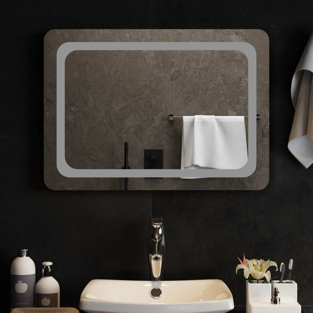 Specchio da bagno LED Trasparente 70 x 50 cm vetro temperato 42045834