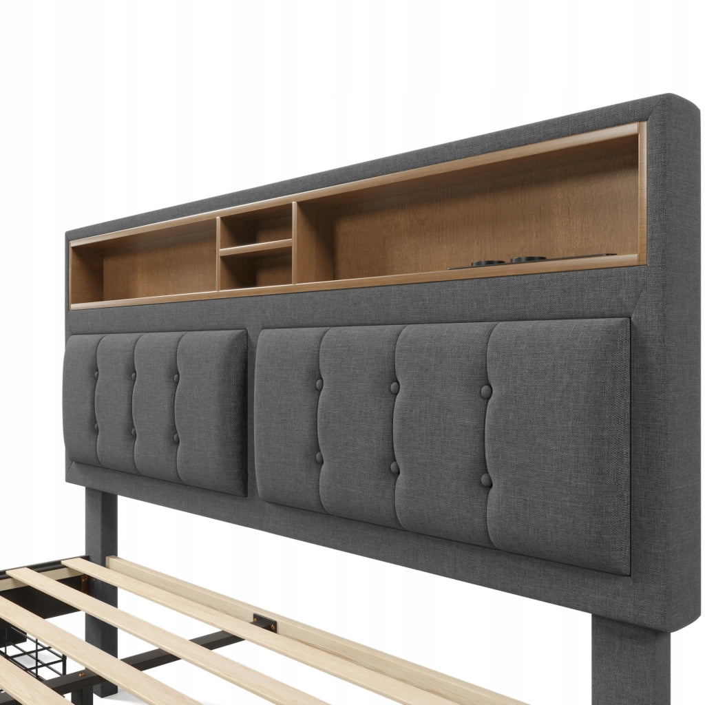 Letto imbottito 140x200 con 4 cassetti e USB - Xylo