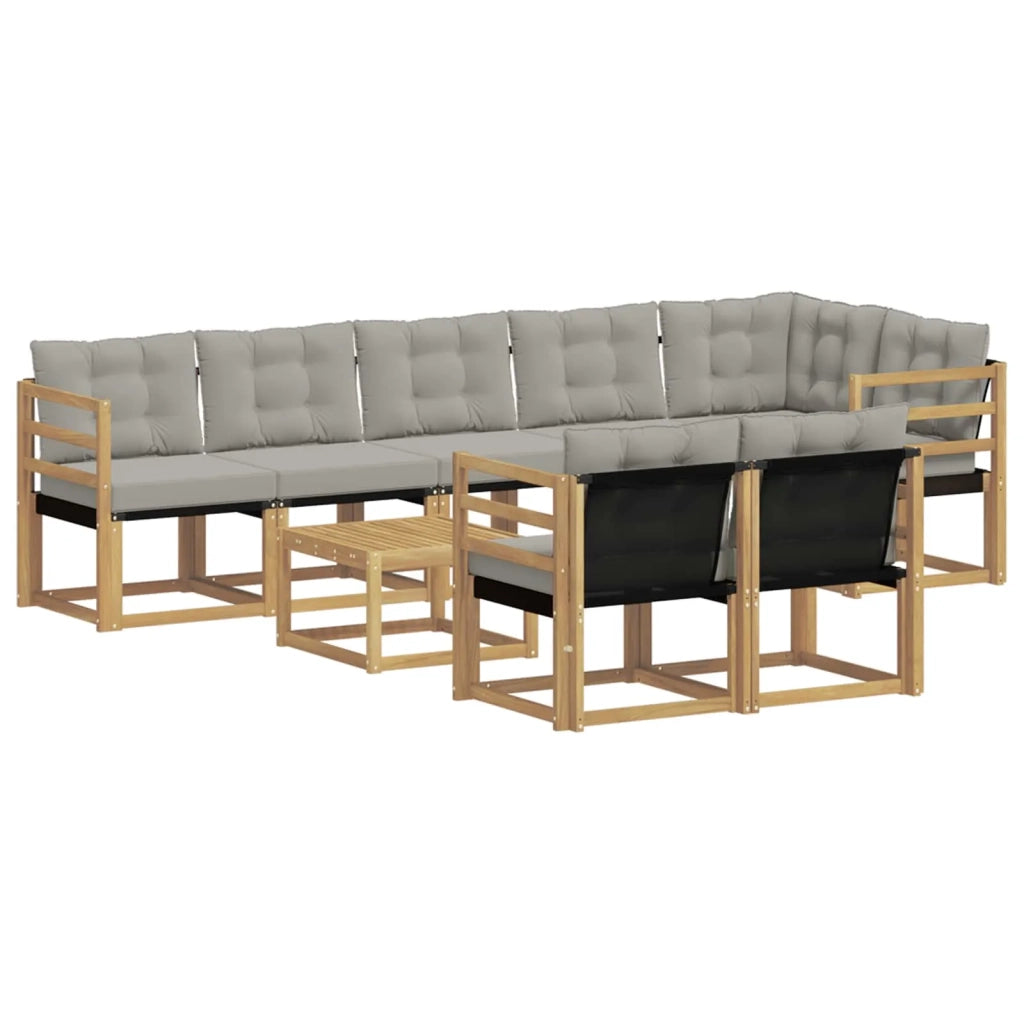 Set di divani da esterno 9 pz Bianco e Grigio Chiaro 3389609