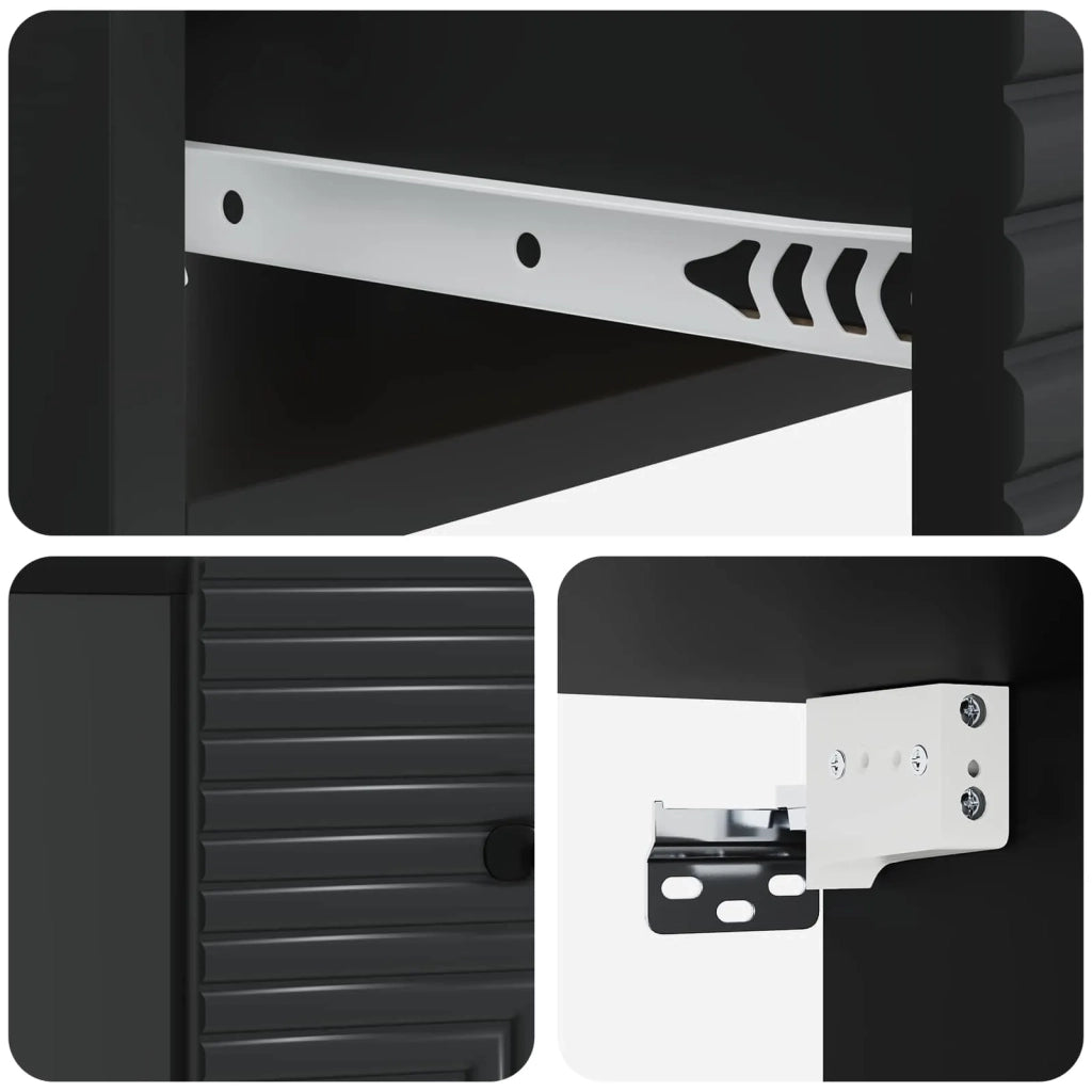 Set di 2 Comodini | Armadio da Notte | Mobiletto da notte a muro Nero 34,5 x 33 x 20 cm