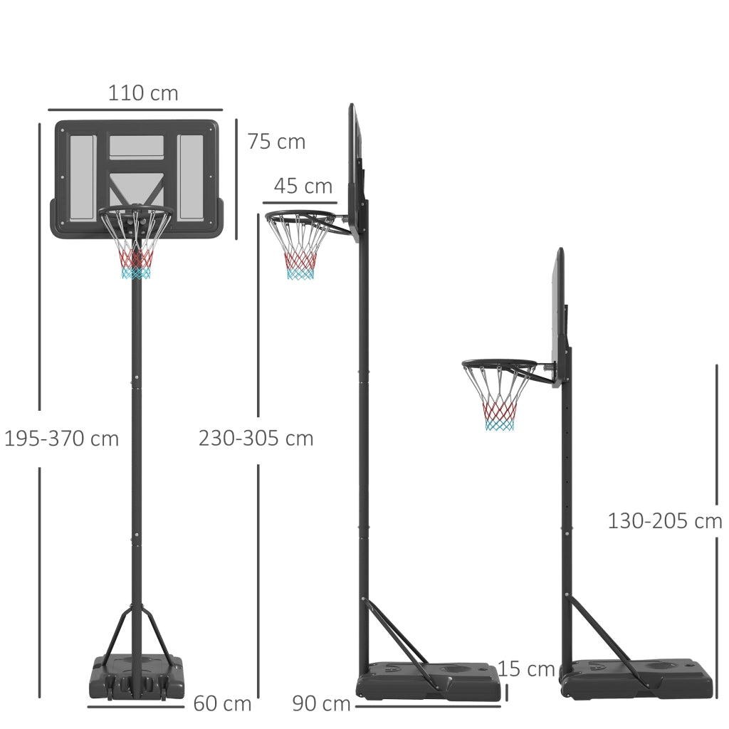 Canestro da Basket Regolabile ¨C Xylo ¨C Altezza 2,30-3,05 m con Ruote e Base Riempibile