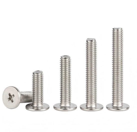 Viti a testa piatta 20 pezzi - M6 x 20 mm - Acciaio inossidabile 304 - Viti per macchina sottili - Viti a filo completo - Design estetico