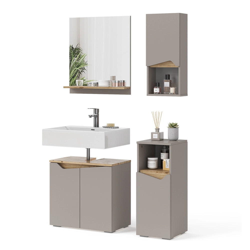 Vicco Combinazione di mobili da bagno Grigio 4 parti
