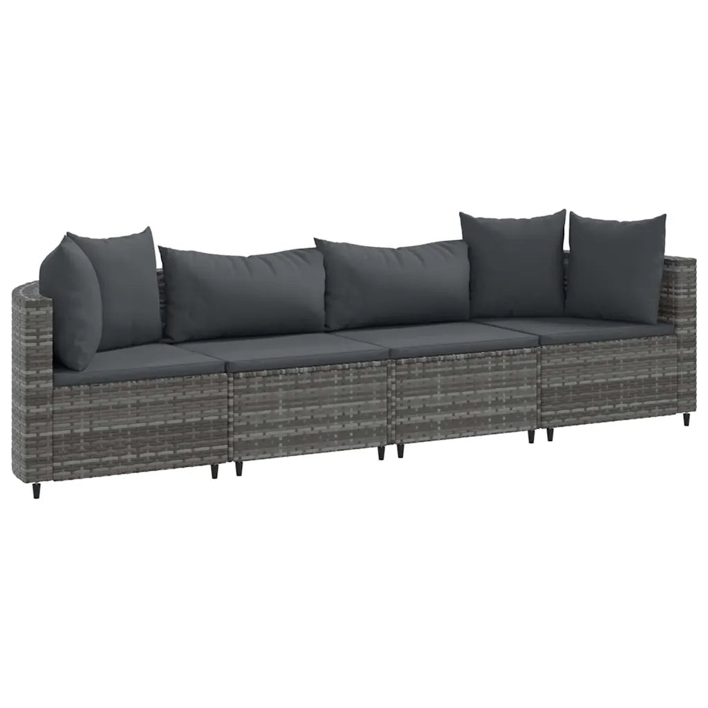 Set Divani da Giardino 4 pz con Cuscini in Polyrattan Grigio 3308458