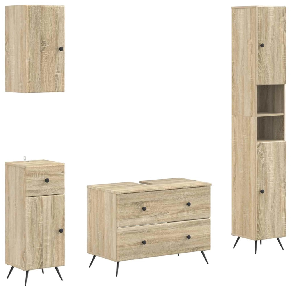 Set di Mobili da Bagno da 4 Pezzi BREDA Rovere Sonoma 3417965