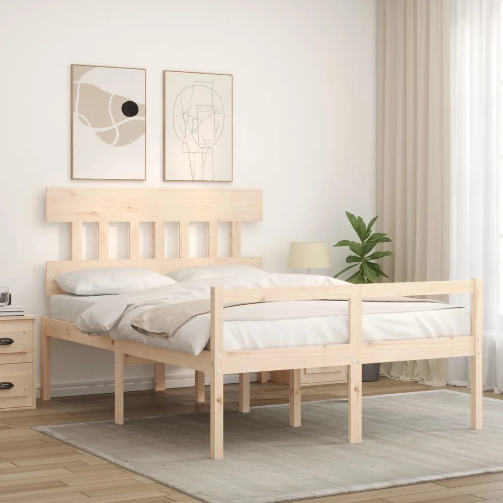 Letto per Anziani con Testiera-Struttura Letto per Anziani Small Double in Legno Massello 275641