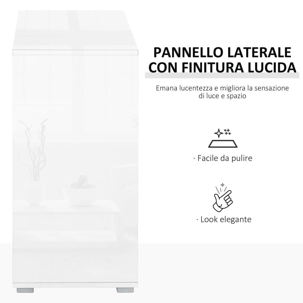 EasyComfort Mobiletto 2 Cassetti e 2 Ante, Apertura a Pressione, Mobile con 2 Cassetti e 2 Ante per Casa e Ufficio, 79x36x74cm, Bianco Opaco