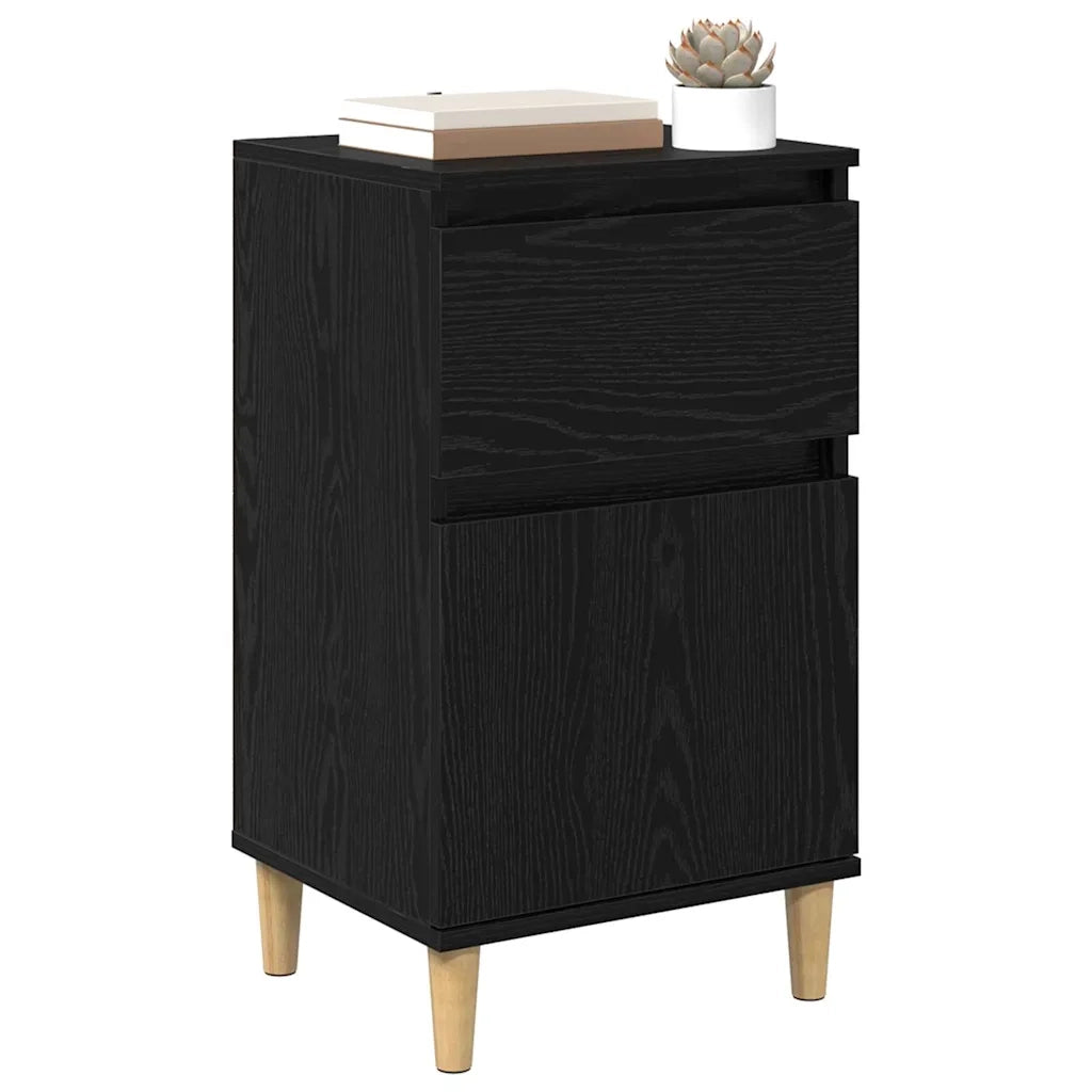 Set di 2 Comodini | Armadio da Notte | Mobiletto da notte con cassetto Rovere Nero 40 x 35 x 70 cm