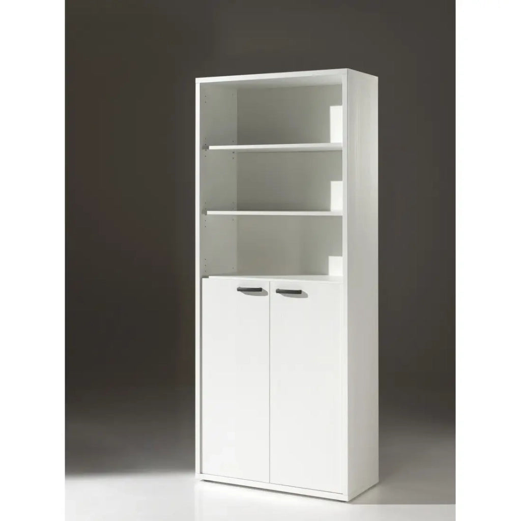 Libreria da ufficio - 2 porte e scaffali - Collezione SOON - Bianco Opaco