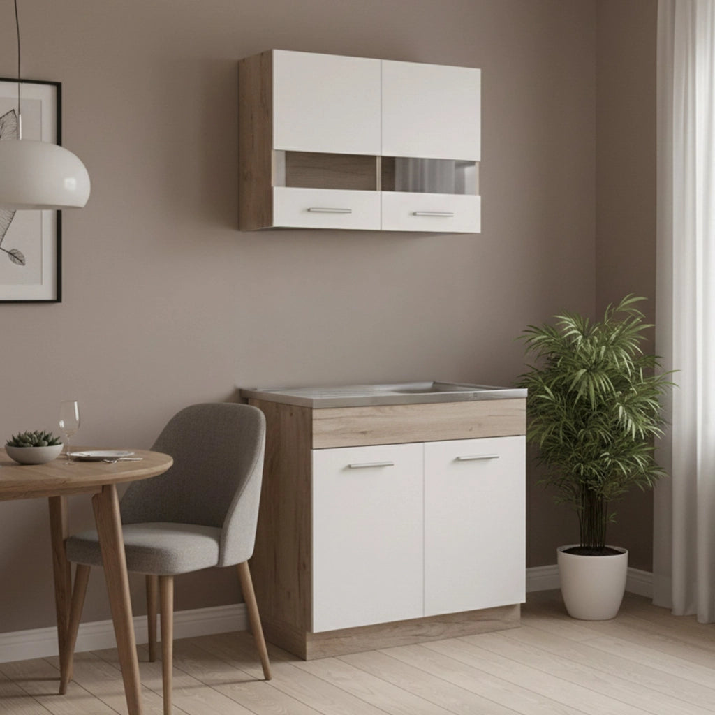 Cucinino Taurano, Cucina 2 Ripiani, Elettrodomestici non inclusi, Bianco