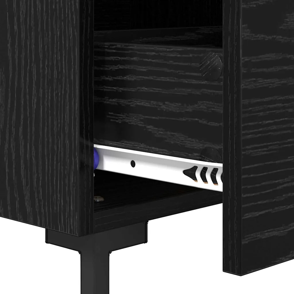 Set di 2 Comodini | Armadio da Notte | Mobiletto da notte Rovere Nero 40 x 35 x 47,5 cm