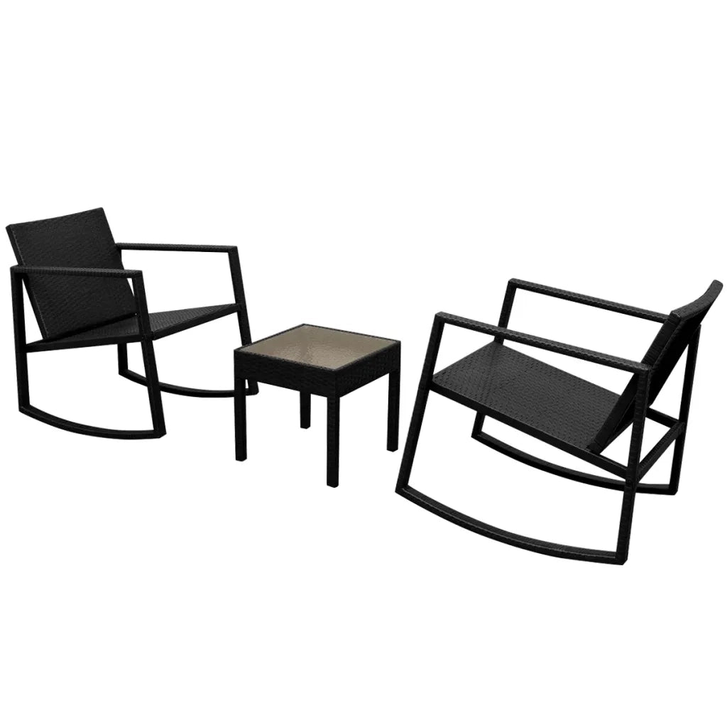 Set da Bistrot 3 pz in Polyrattan Nero 42862