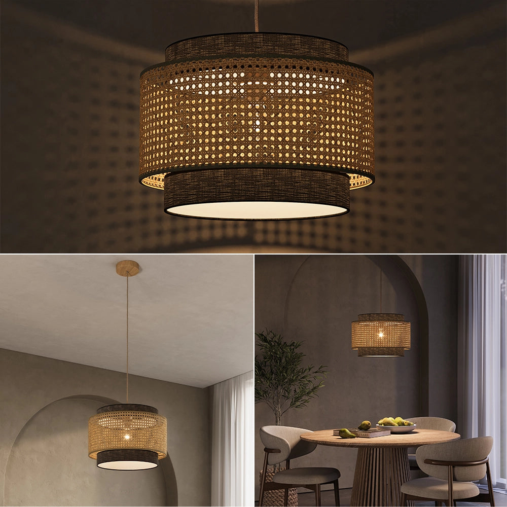 Vicco Lampada a soffitto Rattan/nero 45 x 31 cm