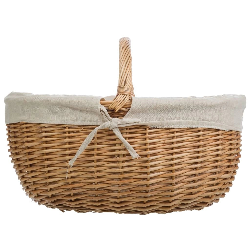 Set di 3 cestini in vimini marrone foderati