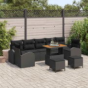 Set Divano da Giardino con cuscino 10 pcs Nero polyrattan 3362379