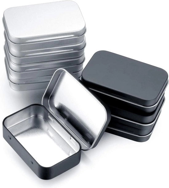 Set di Conservazione Metallico da 8 Pezzi - Rettilineo con Coperchio - Nero Argento