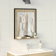 Specchio da bagno con lo scaffale-Mensola con Specchio Nero 50 x 12 x 60 cm