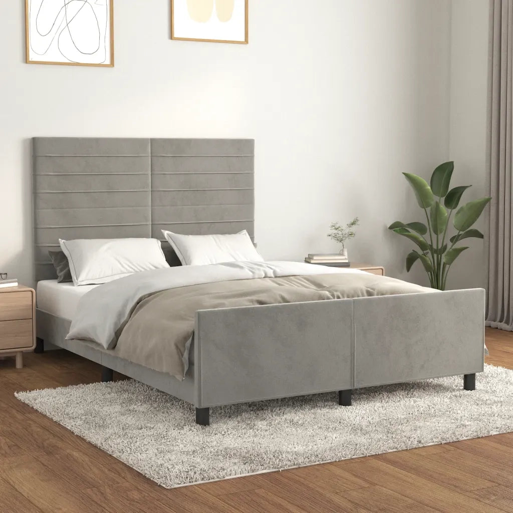 Giroletto senza Materasso Grigio Chiaro 140x190 cm Velluto
